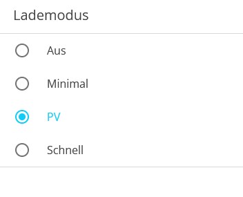 Auswahl des Lademodus innerhalb der Aufgabe