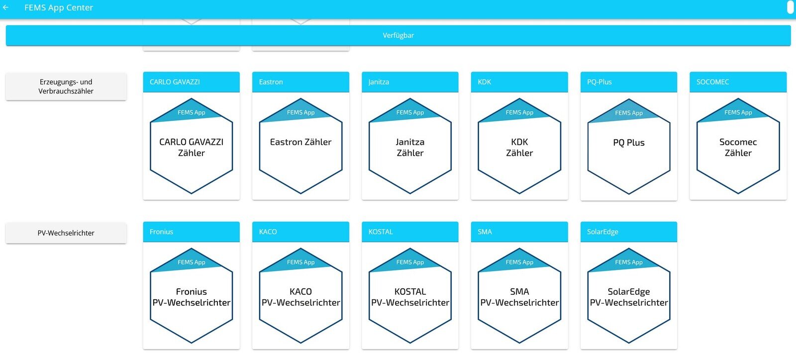 EMS App Center PV-Wechselrichter Apps