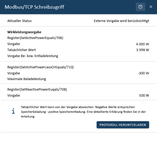 Modbus Schreibzugriff Beispiel 6