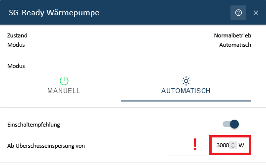 waermepumpe sg ready automatisch hint