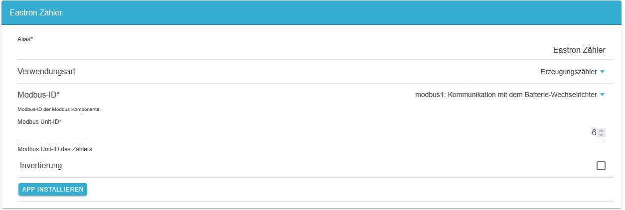 Konfigurationsoberfläche — Einbindung über Modbus/RTU