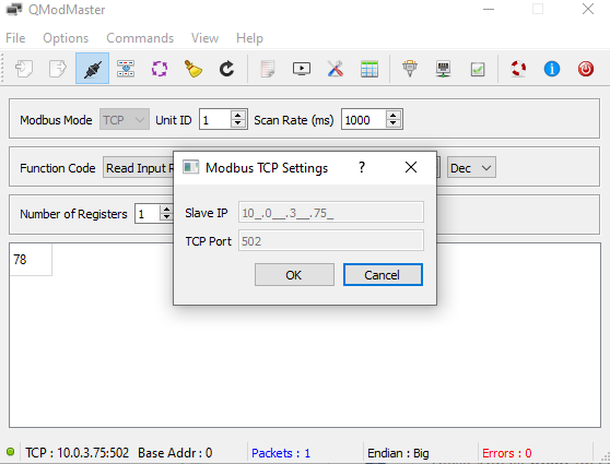 Modbus Lesezugriff Beispiel 2