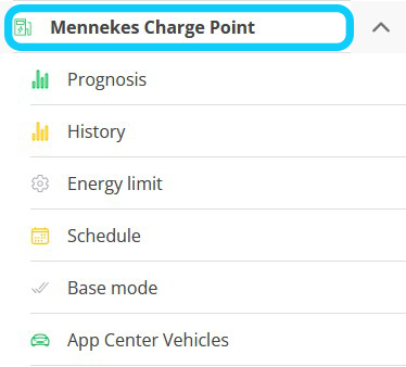 chip menu mennekes charging point