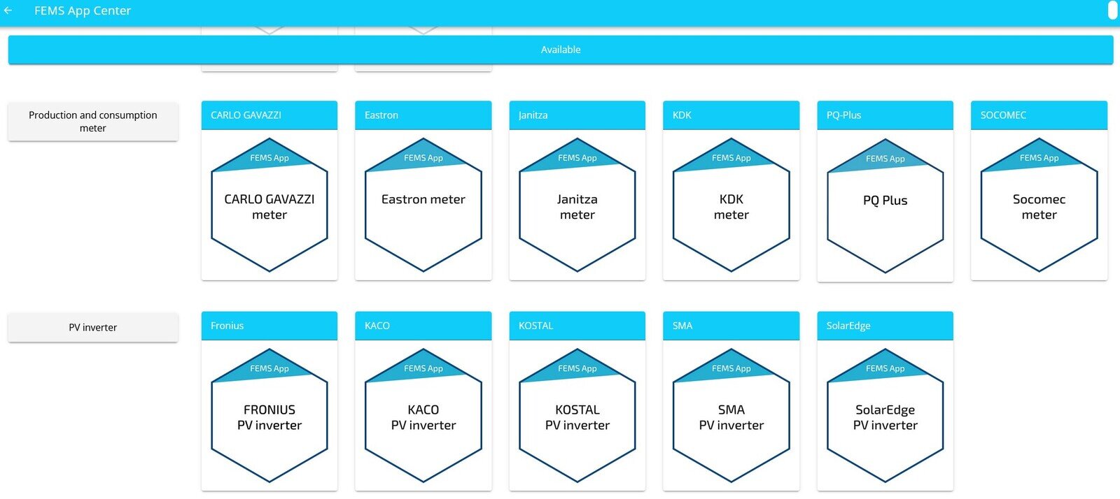 EMS,  App Center PV-Wechselrichter Apps