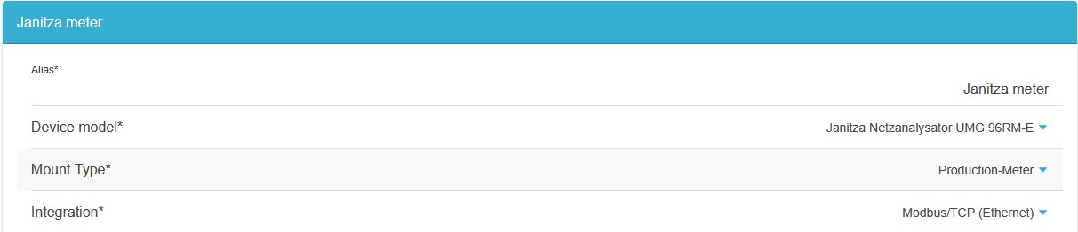 Konfigurationsoberfläche — Einbindung über Modbus/TCP