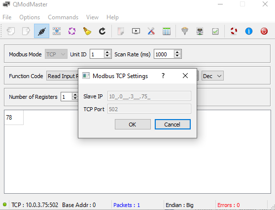 Modbus Lesezugriff Beispiel 2